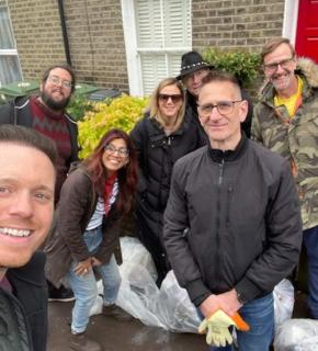 People litter picking on their street